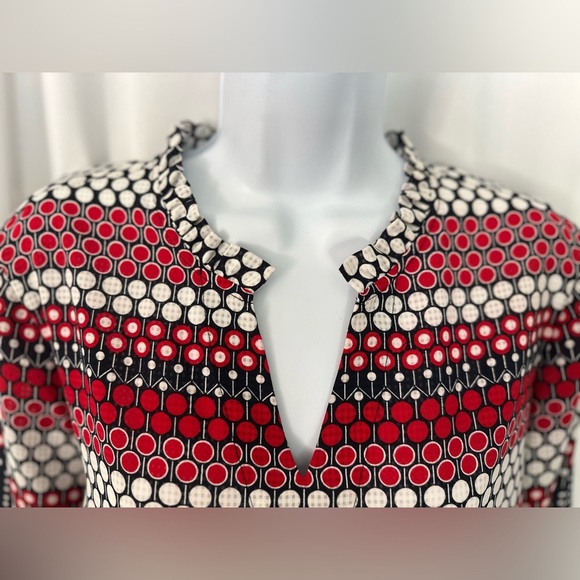 Tommy Hilfiger Black and White Relaxed Blouse with Mandarin Collar (749) - Picture 5 of 14